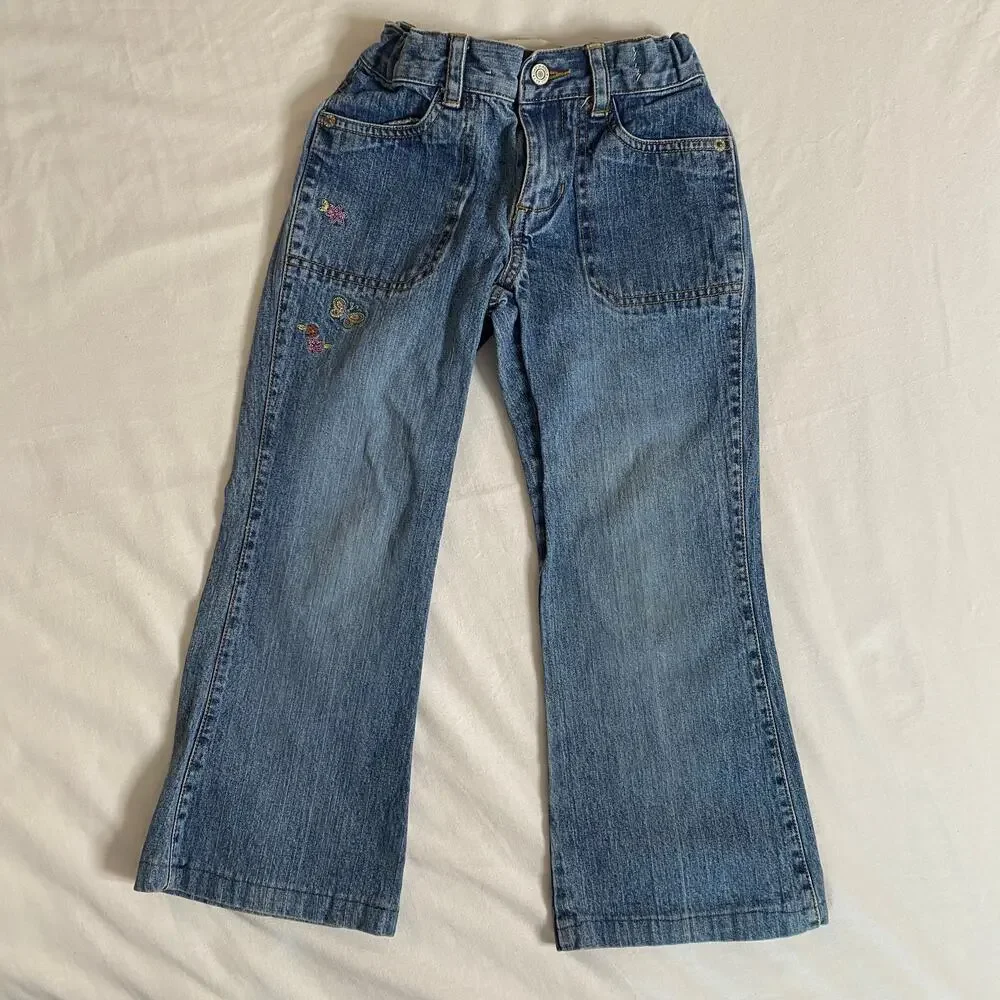 Vintage Gap Butterfly Embroidered Flare Stretch Denim Jeans Sz 7